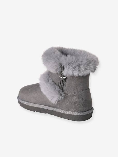 Boots déperlantes zippées fourrées fille beige doré+gris+marron 8 - vertbaudet enfant 