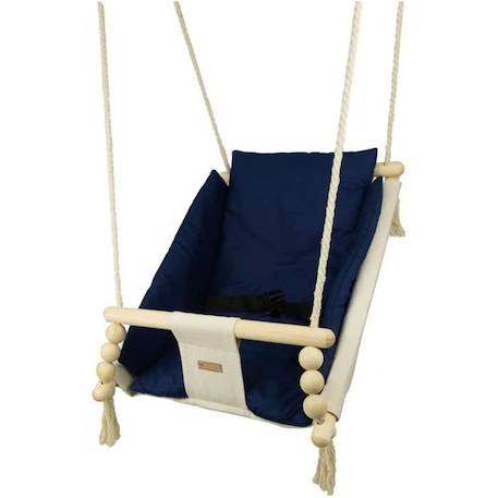 Bascule pour bébé - VELINDA - Style scandinave - Inclinaison ajustable - Crème, Bleu marine BLEU 3 - vertbaudet enfant 