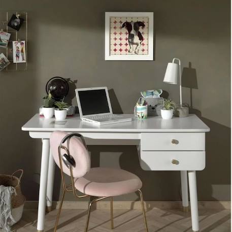 Bureau Enfant - Paris Prix - Billy - Blanc - Pin Massif & MDF - L 125 x l 60 x H 75,2 cm BLANC 2 - vertbaudet enfant 