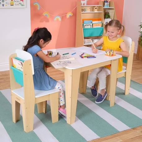 KidKraft - Ensemble de meubles table et 2 chaises de rangement Pocket en bois – Naturel BLANC 2 - vertbaudet enfant 