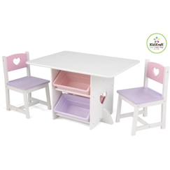 Ensemble table et chaises en bois pour enfant - KIDKRAFT - Cœur - Avec 4 bacs de rangement  - vertbaudet enfant