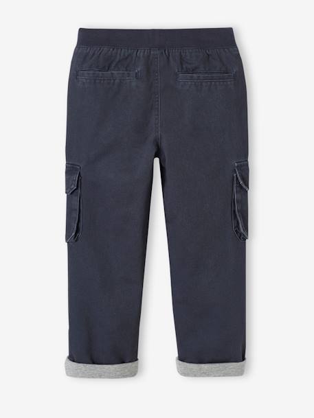 Pantalon battle doublé garçon facile à enfiler bleu nuit+kaki 2 - vertbaudet enfant 