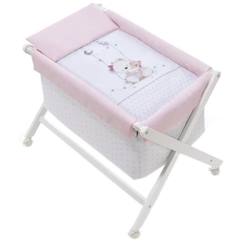 Interbaby - Berceau ours junior 90 x 72 cm bois/coton blanc/rose  - vertbaudet enfant