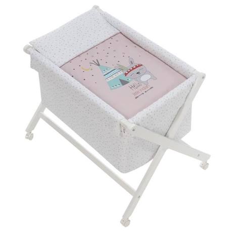 Interbaby - Berceau Petit Indien 90 x 55 cm bois rose/blanc ROSE 1 - vertbaudet enfant 