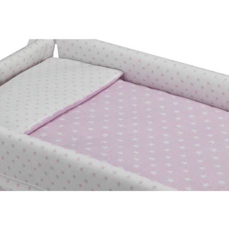 Interbaby berceau 90 x 55 cm bois/coton rose/blanc 5-pièces ROSE 3 - vertbaudet enfant 