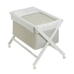 Puériculture-Lit de voyage et accessoires sommeil-Lit parapluie, couffin, berceau-Interbaby berceau 90 x 55 cm bois/coton beige/blanc 5-pièces