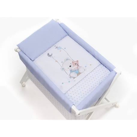 Interbaby - Berceau Teddy Bear junior 90 x 72 cm bois/coton blanc BLEU 2 - vertbaudet enfant 