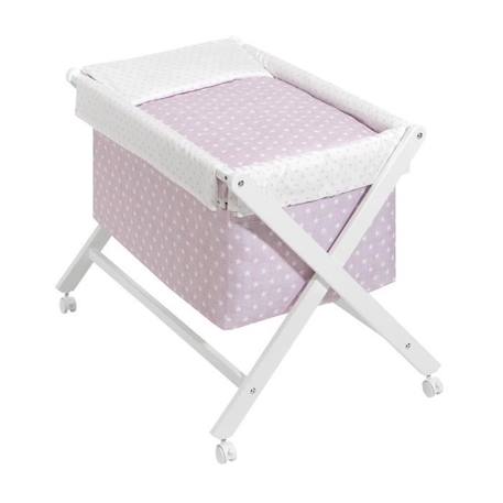 Interbaby berceau 90 x 55 cm bois/coton rose/blanc 5-pièces ROSE 1 - vertbaudet enfant 