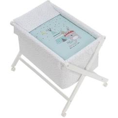 Puériculture-Lit de voyage et accessoires sommeil-Interbaby berceau pliable Tipi 90 x 55 cm bois blanc/bleu 5-pièces