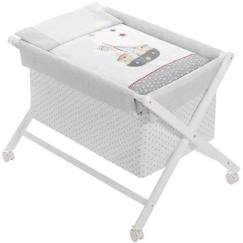 -Interbaby berceau junior 90 x 55 cm bois/coton blanc 5 pièces