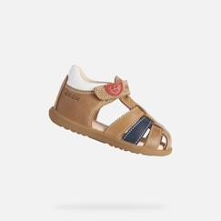 Chaussures-Chaussures garçon 23-38-Sandale premiers pas enfant Geox Macchia B254VA - Cuir caramel - Scratch - Confortable