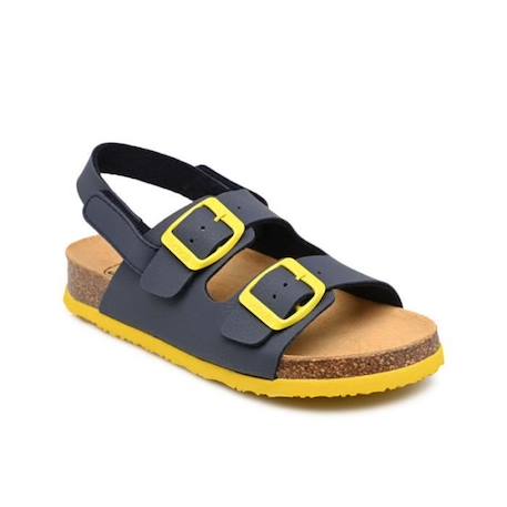 Sandale enfant SCHOLL TURTLE SYNTHETIC - Bleu marine, Jaune - Scratch BLEU 3 - vertbaudet enfant 