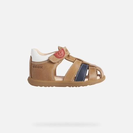 Sandale premiers pas enfant Geox Macchia B254VA - Cuir caramel - Scratch - Confortable MARRON 2 - vertbaudet enfant 