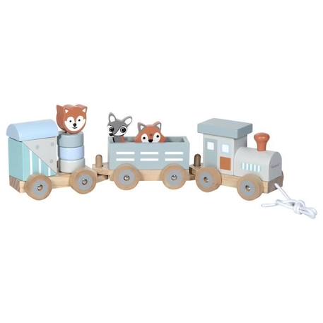 Petit train en bois - KINDSGUT - Animaux du zoo - Jouet premier âge GRIS 1 - vertbaudet enfant 