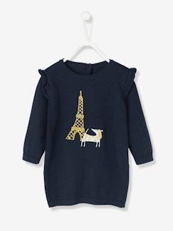 Robe bébé en tricot brodé chien  - vertbaudet enfant