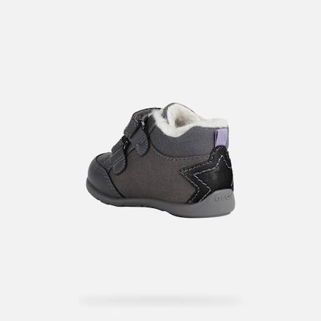 Basket Enfant Geox Elthan Fille - Gris Foncé - Cuir - Scratch GRIS 4 - vertbaudet enfant 