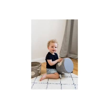 Panier de rangement bébé rond en tissu gris - KINDSGUT - Motif lapin - 100% coton GRIS 3 - vertbaudet enfant 