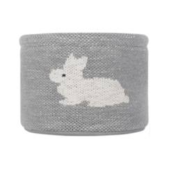 Chambre et rangement-Rangement-Bac, boite, panier de rangement-Panier de rangement bébé rond en tissu gris - KINDSGUT - Motif lapin - 100% coton