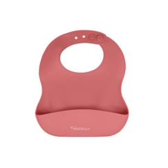 -Bavoir bébé en silicone écologique - KINDSGUT - Rose - Réservoir facilement lavable - Coupe confortable