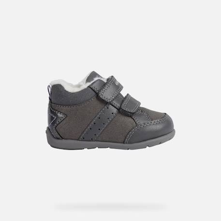 Basket Enfant Geox Elthan Fille - Gris Foncé - Cuir - Scratch GRIS 2 - vertbaudet enfant 