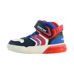 Chaussures-Basket Montante Enfant Geox Grayjay - Scratch - Marine/Rouge - Confort Exceptionnel