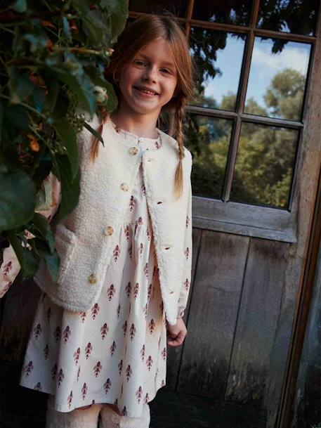 Robe à volants en velours imprimé fille beige poudré 3 - vertbaudet enfant 