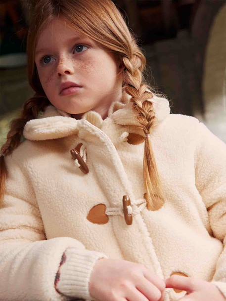 Manteau douillet en sherpa fille fermeture par brandebourgs écru 9 - vertbaudet enfant 