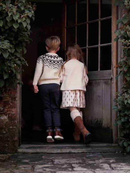 Robe à volants en velours imprimé fille beige poudré 5 - vertbaudet enfant 