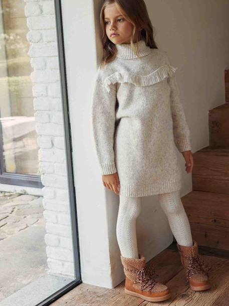 Robe en tricot animée de franges fille  - vertbaudet enfant