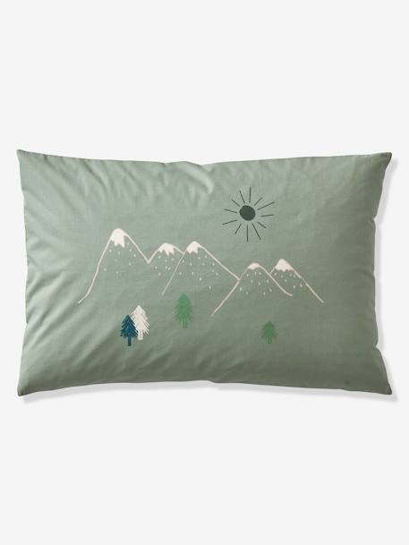 Parure housse de couette + taie d'oreiller avec coton recyclé NOMAD vert imprimé 5 - vertbaudet enfant 