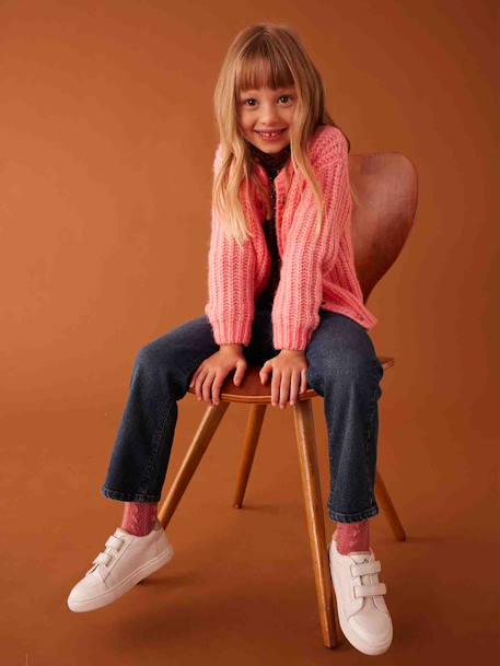 Gilet loose en maille mousseuse fille rose bonbon 6 - vertbaudet enfant 