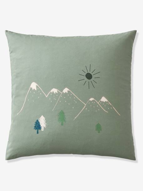 Parure housse de couette + taie d'oreiller avec coton recyclé NOMAD vert imprimé 4 - vertbaudet enfant 