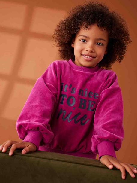 Fille-Sweat en velours lisse fille