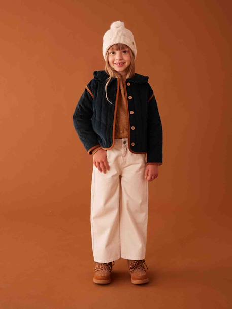 Ensemble fille en maille côtelée bonnet + écharpe + moufles/mitaines beige chiné+vieux rose 8 - vertbaudet enfant 