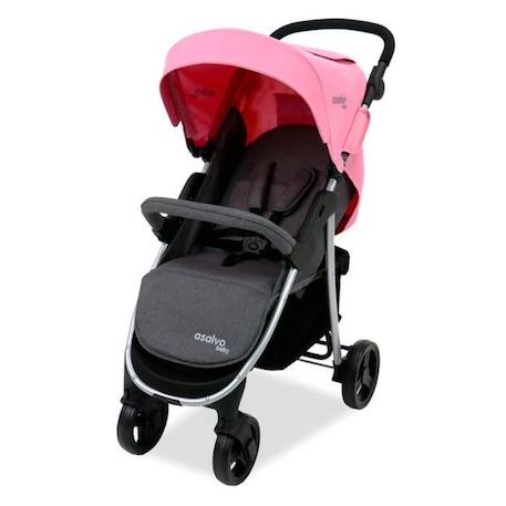 Poussette polyvalente - ASALVO - Poussette Paris - couleur Rose - 4 roues - Châssis en acier BLANC 1 - vertbaudet enfant 