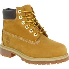 Chaussures-Chaussures garçon 23-38-Boots enfant TIMBERLAND 6in Premium en cuir velours - Ocre - Lacets