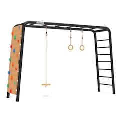 Jouet-Cadre d'escalade 3 en 1 BERG PlayBase - Noir - BERG TOYS - Enfant - Acier noir, bois naturel et corde