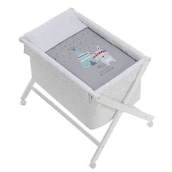 Puériculture-Lit de voyage et accessoires sommeil-Interbaby berceau Petit Indien 90 x 55 cm bois gris/blanc