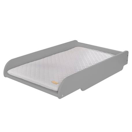 ROBA Plan à Langer à Poser sur Lit Bébé + Matelas Imperméable roba Style Gris - Facile à Monter - Bois Laqué Taupe GRIS 1 - vertbaudet enfant 