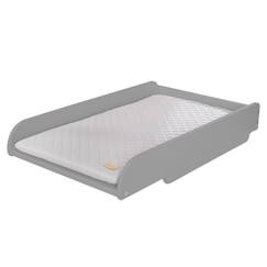 ROBA Plan à Langer à Poser sur Lit Bébé + Matelas Imperméable roba Style Gris - Facile à Monter - Bois Laqué Taupe  - vertbaudet enfant