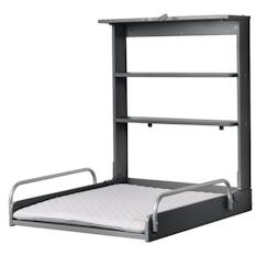 ROBA Table à Langer Murale Pliante avec Matelas à Langer Imperméable et Étagères Intégrées - Facile à Installer - Bois Anthracite  - vertbaudet enfant