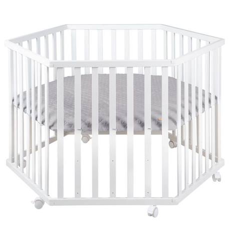 ROBA Parc Bébé 'roba Style' 3 positions + Tapis de Parc Gris et 6 Roues - Bois Blanc BLANC 1 - vertbaudet enfant 