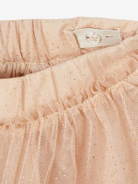 Jupon cérémonie en tulle pailleté fille beige irisé+écru+rose nude 5 - vertbaudet enfant 