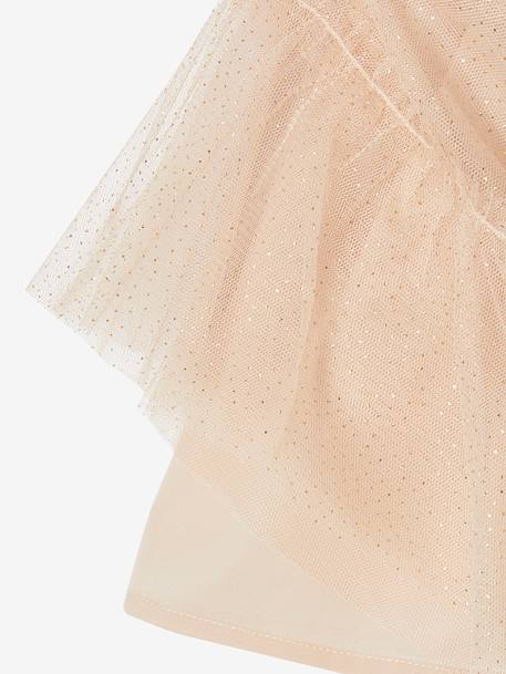 Jupon cérémonie en tulle pailleté fille beige irisé+écru+rose nude 4 - vertbaudet enfant 