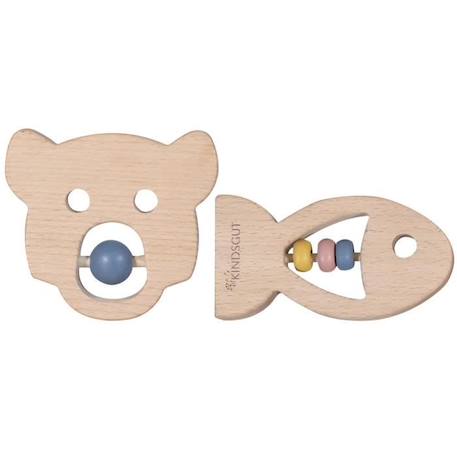 Lot de 2 Anneaux de Dentition en Bois BEIGE 1 - vertbaudet enfant 