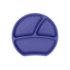 Puériculture-Assiette ventouse en silicone avec compartiment - violet