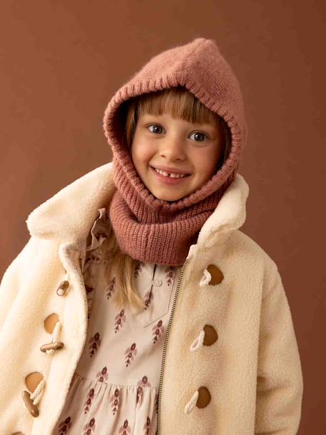 Cagoule fille en maille côtelée mauve 1 - vertbaudet enfant 