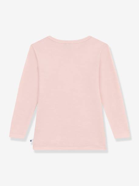 T-shirt manches longues en laine et coton PETIT BATEAU rose 2 - vertbaudet enfant 