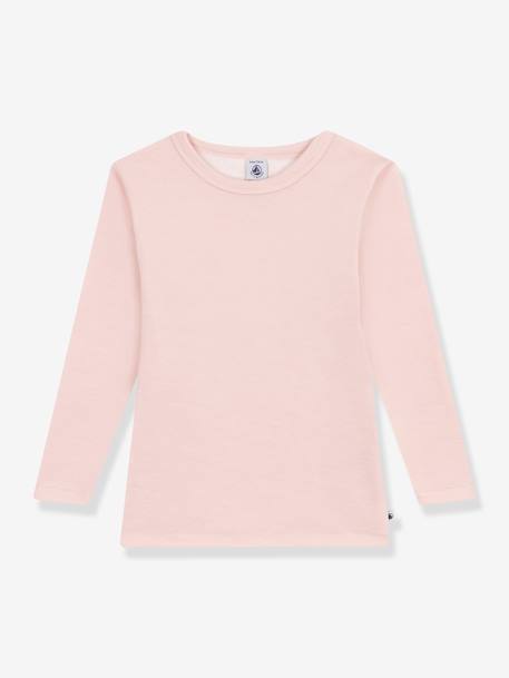 T-shirt manches longues en laine et coton PETIT BATEAU rose 1 - vertbaudet enfant 