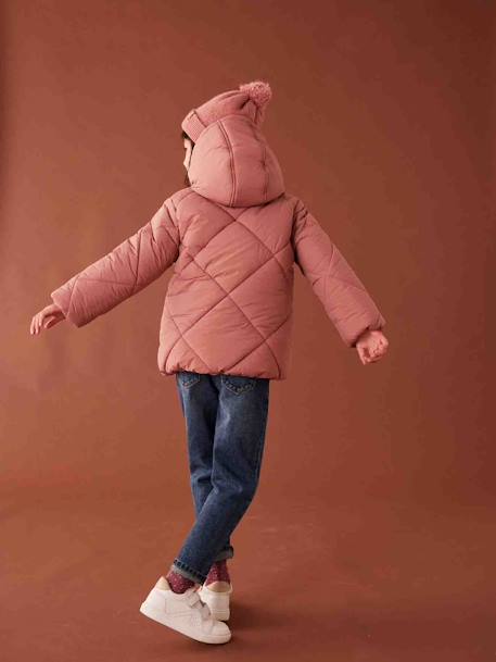 Doudoune à capuche fille doublée sherpa fille blush 9 - vertbaudet enfant 